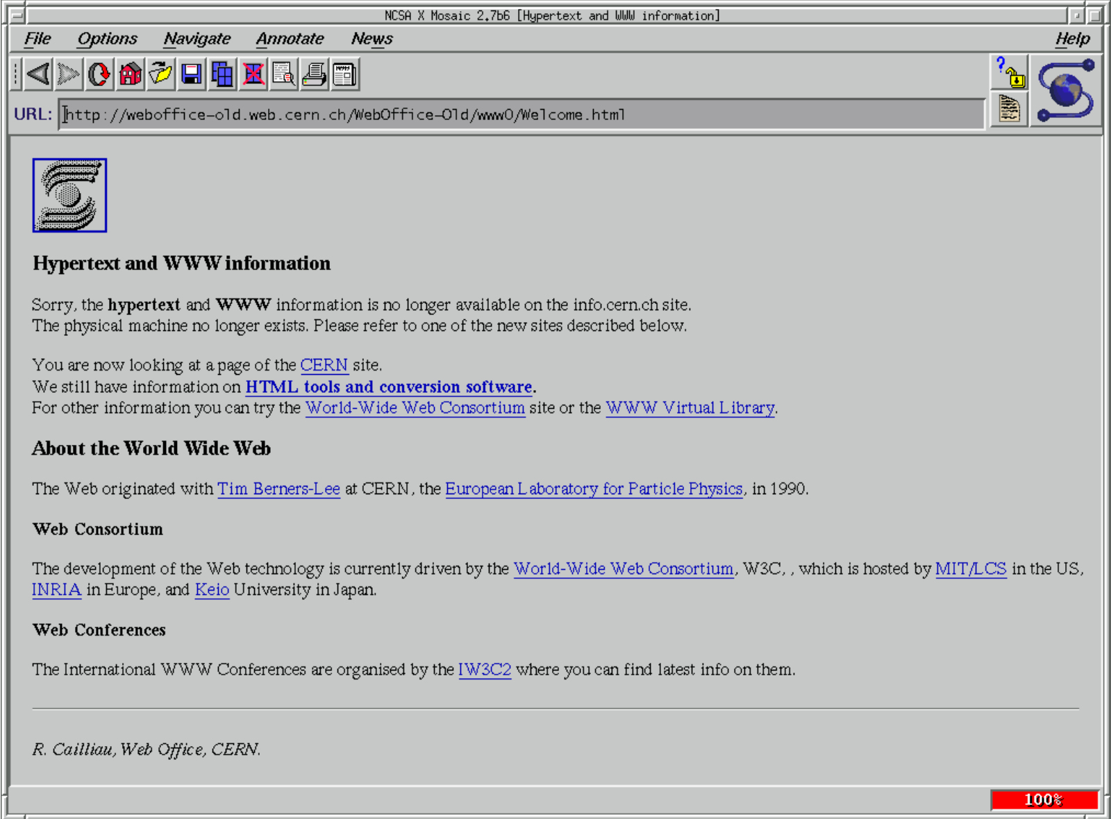Mosaic was one of the first widely-available browsers. It introduced support for images.