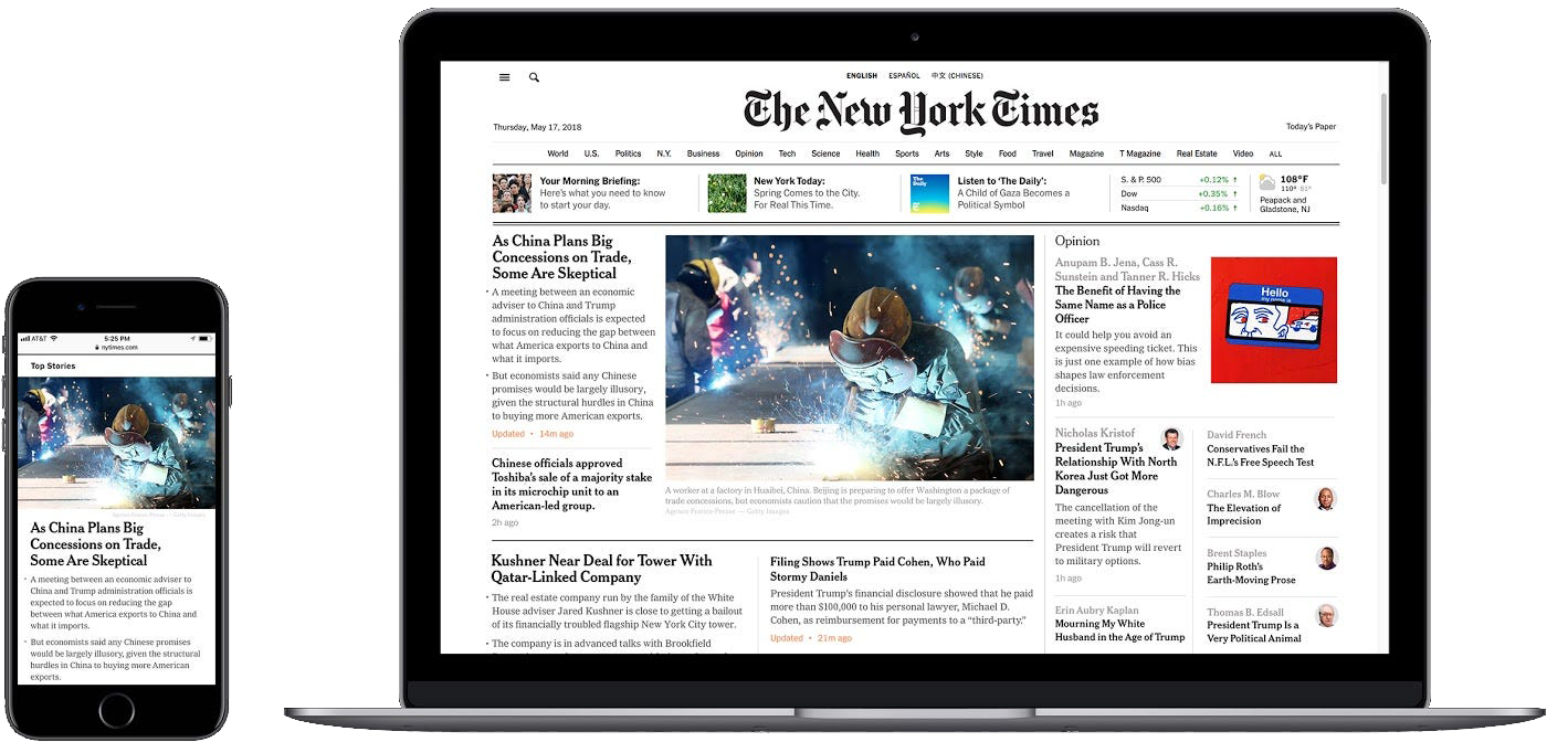 The Times wasn’t fully responsive until 2018! They still maintained a&nbsp;separate mobile site and&nbsp;apps.