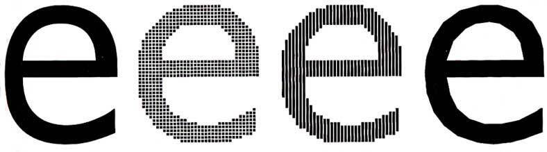Physical type had to be converted to digital formats in order to be presented on a screen. We started with pixel and bitmap encodings of typefaces, before switching to vector-based representations.